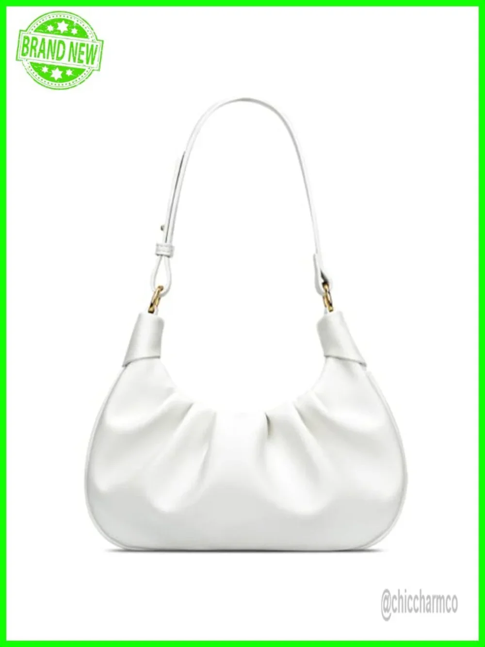 Leather Hobo Shoulder Bag Ruched Crescent Mini Underarm Purse